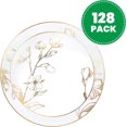 thumbnail image 2 of PLASTICPRO 128-piece Gold Floral Plastic Plates Disposable Heavy Duty Elegant Plate for Party, 7'' & 10'', 2 of 8