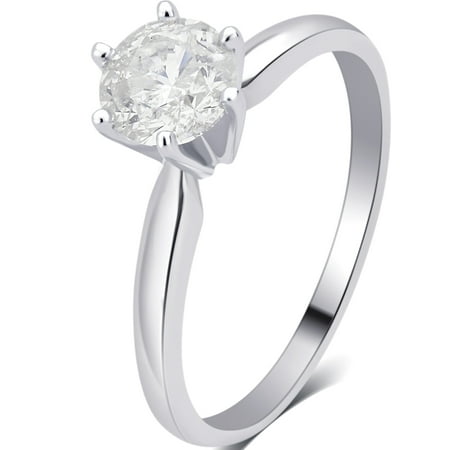 3/8 Carat T.W. Round Diamond 14K White Gold Solitaire Engagement Ring
