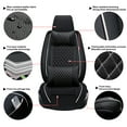 thumbnail image 4 of Tuqiang Front car seat covers leather. for Genesis for GV60 2021-Present 2 Seats Waterproof Premium Leather Front Seat Protectors with Pollow and Headrest Black and White, 4 of 5