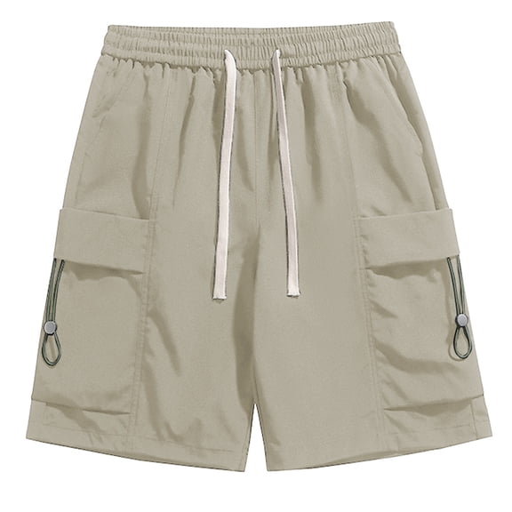 uikmnh Shorts Men Men's Summer Cargo Shorts Solid Color Elastic Waist Drawstring Casual 5 Inch Shorts Size:XL