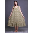 thumbnail image 4 of Bimba Chemises de Nuit en Coton Brun Clair à Imprimé Floral et Feuilles pour Femmes, Robe Sans Manches, Tenue de Nuit, Robe Maxi, XX-Grand, 4 of 6