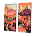 thumbnail image 3 of Designart "Japanese Mountain Serenity Elegant Pink Landscape I" Meadow Wall Art Set Of 2 - Traditional Pink Gallery Set For Office Decor, 3 of 6