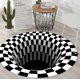 thumbnail image 4 of Alfombra redonda 3D NQ alfombra de ilusión en blanco y negro felpudo antideslizante para decoración del hogar 60 cm, 4 of 4