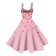 thumbnail image 4 of LWavelet 2026 Valentine's Casual Brunch Spaghetti Strap Dress, Heart Print Flowy Flared Sundress Valentine's Wear Pink M, 4 of 4