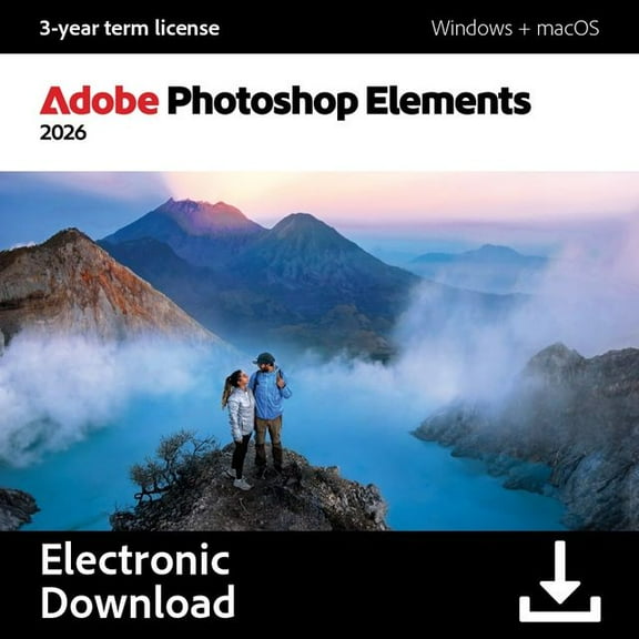 Adobe Photoshop Elements 2026 - PC/Mac - Photo Editing - 3-year term license - Activation Required (Digital Download)