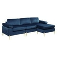 thumbnail image 6 of HomeStock Luxe Modern Velvet L-Shape Sectional Sofa with Square Padded Armrests, Solid Pattern Upholstery - 51.6"D x 101.2"W x 33.1"H, Comfortable and Stylish Seating for Living Room-Color:Blue/Gold, 6 of 7