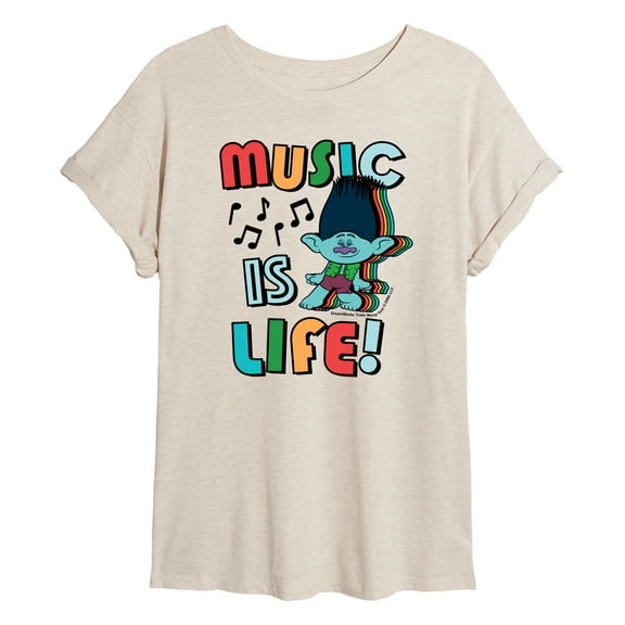 Trolls - Music Is Life - Juniors Ideal Flowy Muscle T-Shirt