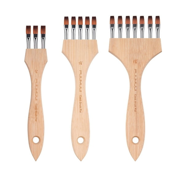 Fuumuui Multi-Head Nylon Hair Round Head Comb Brush – Designed for Special Effects and Creative Textures, Suitable for Watercolor, Acrylic, Gouache Painting