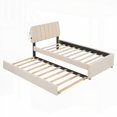 thumbnail image 3 of Twin Size Particle Board and MDF+Teddy Fleece Platform Bed with Trundle, Beige, No Box Spring, for Bedroom, 3 of 22