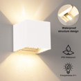 thumbnail image 3 of 2 luces de pared LED de 12 W para interior/exterior IP65, impermeable, luz de pared LED ajustable, lámpara de pared blanca cálida de 3000 K para sala de estar y dormitorio (blanco), 3 of 5