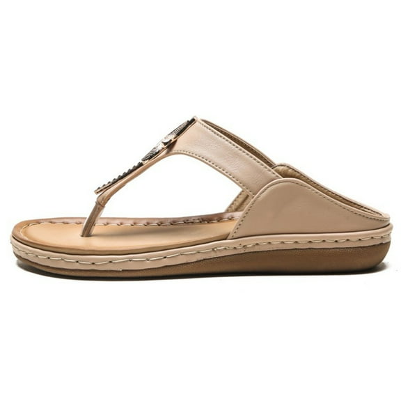 Abcnature Women Sandals Clearance 2023! Women's Flip-Flops Extremely Comfy Slides Sandals Low-heeled Slippers Casual Comfortable Wear-resistant Sandals Beach Flip Flops Non-Slip