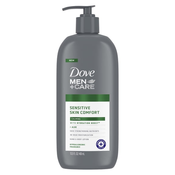 Dove Men Care, Sensitive Skin Comfort, Calming Hand and Body Lotion, 13.5 fl oz (400 ml)