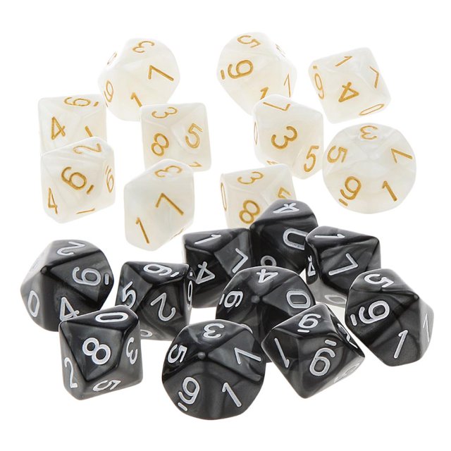 Juego de 20 dados acrílicos opacos y negro D10 Dados cara mazmorras y En y negro Zulema Dados de acrílico de diez caras