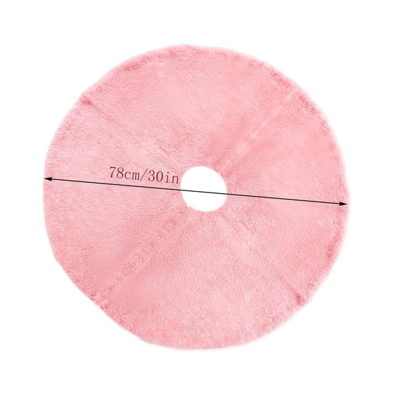 Qocolhg Pink Plush Christmas Tree Skirt 30 inch Small Faux Fur Xmas Tree Skirt Base Cover Mat with Shiny Streamers for Christmas Tree Holiday Home Party Decorations