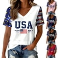 thumbnail image 5 of haizhen 250 Anniversary USA Shirt Women Summer V Neck Sparkly America Flag 1776-2026 Patriotic 4th of July Shirts Women July 4th Tshirts Graphic Tees Womens Going Out Tops Navy, XL, 5 of 5