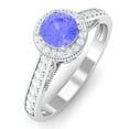 thumbnail image 4 of Rosec Jewels Natural Tanzanite Engagement Ring with Halo - 5 mm - Vintage Style Tanzanite Diamond Ring - AAA Grade - with Jewelry Box, 10K White Gold, US 10.00, 4 of 9