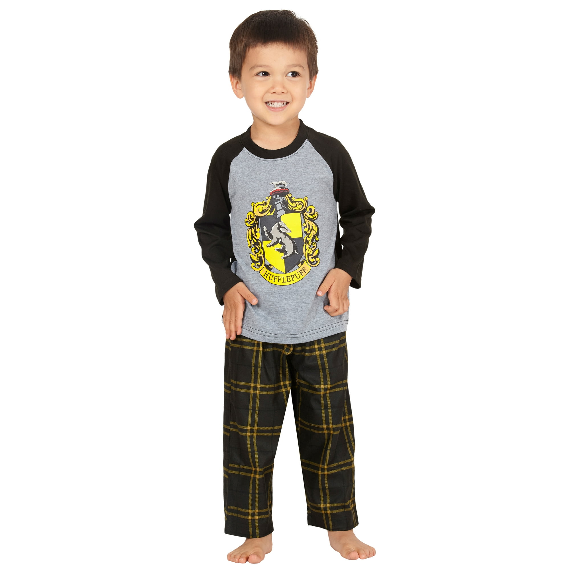 Harry Potter Boys Raglan Shirt And Plaid Pajama Pants Set Hufflepuff 5T Walmart