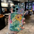 thumbnail image 5 of Case for iPhone 16 Pro , Colorful Oil Painting Flower Case with Phone Grip Pretty Glossy Wave Cover Cute Floral Phone Finger Strap Stand Shell for Women Girl With Stylus Pen, Green Flower, 5 of 6
