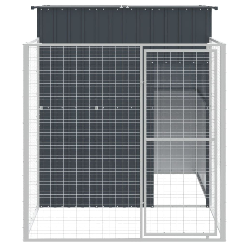vidaXL Galvanized Steel Outdoor Dog Kennel Shelter with Run Waterproof