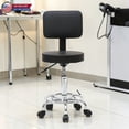 thumbnail image 2 of Hassch PU Leather Round Rolling Stool with Backrest and Footrest, Height-Adjustable Swivel Drafting Chair for Work Task Salon Barber Shop (Black), 2 of 10