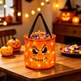thumbnail image 5 of FUZHIQ Halloween Trick or Treat Bags LED Light Orange Pumpkin Buckets Reusable Goody Candy Bucket for Halloween Birthday Party Favor Supplies, 5 of 5