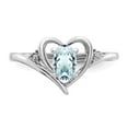 thumbnail image 5 of Solid 14k White Gold Aquamarine Blue March Gemstone Diamond Engagement Ring Size 6 (.01 cttw.), 5 of 6