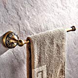 - AUSWIND Antique Brass Single Towel Bar, Wall Mounted 11.8'' Copper Carved Bathroom Towel Rack