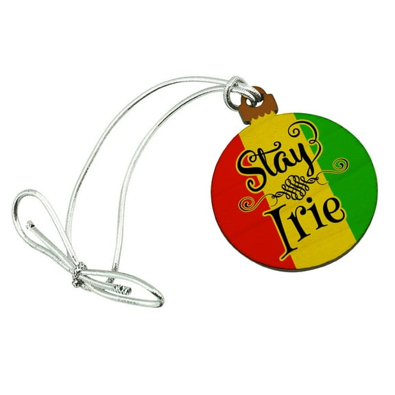 Stay Irie Rastafarian Flag Mini Small Tiny Wood Christmas Tree Holiday Ornament