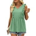 thumbnail image 2 of Kovlvoll Tops for Women V Neck Sleeveless Casual Solid Color Summer Lightweight Tank Top Shirts, 2 of 7