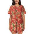 thumbnail image 1 of Vsdgher Pyjama Motif Fraise pour Femmes Ensemble de Nuit 2 Pcs Manches Courtes, Ensemble de Pyjama Doux d'Été Décontracté, 2 Pcs Pj-TG, 1 of 6