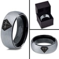 thumbnail image 4 of Tungsten Diamond Gemstone Adamantine Isometric Crystal Band Ring 8mm Men Women Comfort Fit Black Dome Brushed Gray Polished, 4 of 4