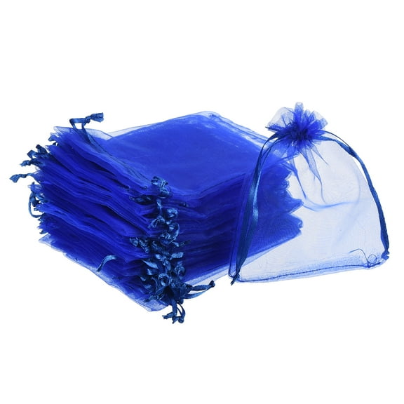 100pcs Organza Bags 4x5 Inch Drawstring Favor Pouches Mesh Bag Dark Blue