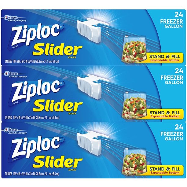 Ziploc Slider Freezer Bags, StandandFill with Expandable Bottom