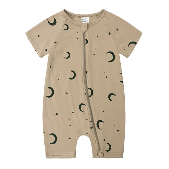 Romper for Baby Girls Baby Spring Printed Short Sleeves Jumpsuit Thin Crawler