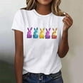 thumbnail image 2 of Staron Women's Casual Short Sleeve T-Shirt Easter Round Neck Basic Top Loose Comfy Relaxed Fashion Tee, White XXL, 2 of 4