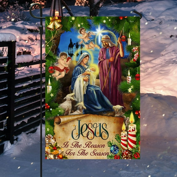 American Christmas Garden Flag 11.5" x 17.5" - Jesus Flag Nativity Of Jesus Christmas Flag TRL1633F