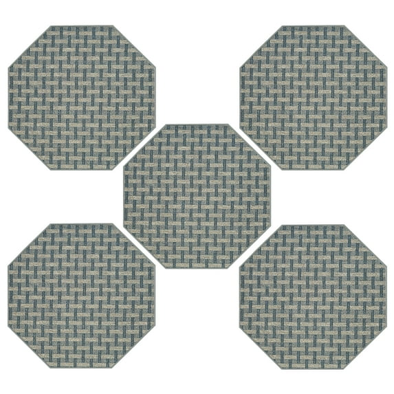 Furnish My Place Union Indoor/Outdoor Commercial Navy Color Rug, Pet-Friendly, Home Decor Commercial Rug for Living Room, Bedroom, Wedding, Event, Made in USA, 2' Octagon - Set of 5