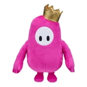 Fall Guys Original Pink Bean Skin Official Collectable 8" Cuddly Deluxe Plush Toy featuring a Gold Crown Series 1, Toys for Kids, Ages 13 