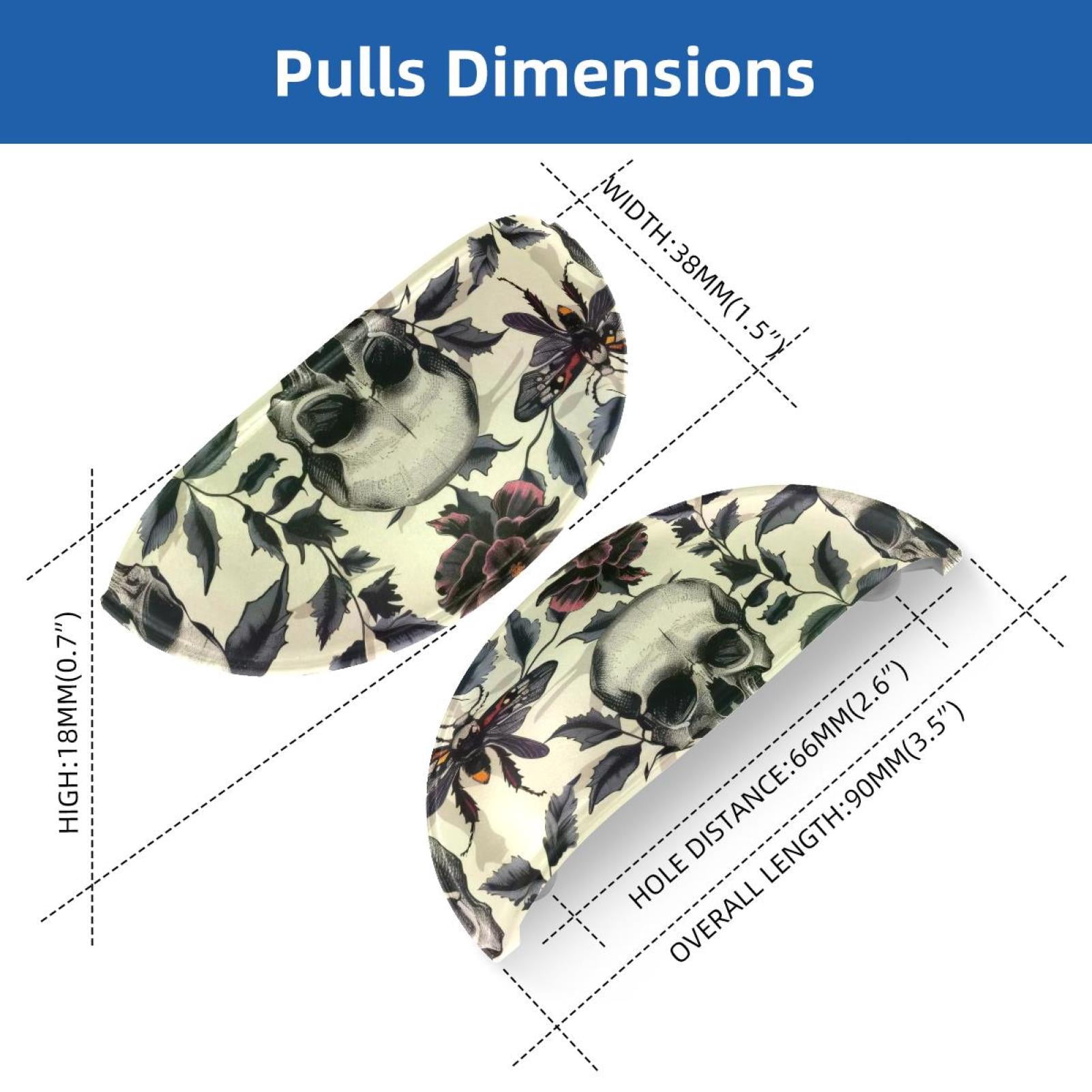 PhooArto 6 Pcs Cup Drawer Pulls, Hawk Moth Flower Skull Patterns Shell Shape Handles Cabinet Knobs for Dresser Cupboard Closet Wardrobe with Screws