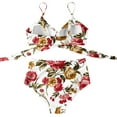 thumbnail image 3 of Women Criss Cross High Waisted String Floral Printed 2 Piece Bathing Swimsuit, 3 of 4