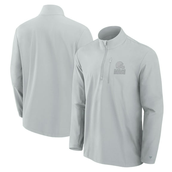 Men's Fanatics Gray Cleveland Browns Front Office Micro Tonal Quarter-Zip Pullover