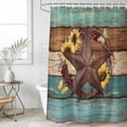 thumbnail image 4 of Country Star Vintage Bathroom Shower Curtains with 12 Hooks Polyester Waterproof Shower Curtain for Bathtubs Sunflower Farmhouse Teal Brown Western Berry Decorative Bathroom Curtain 60x72 Inches, 4 of 8