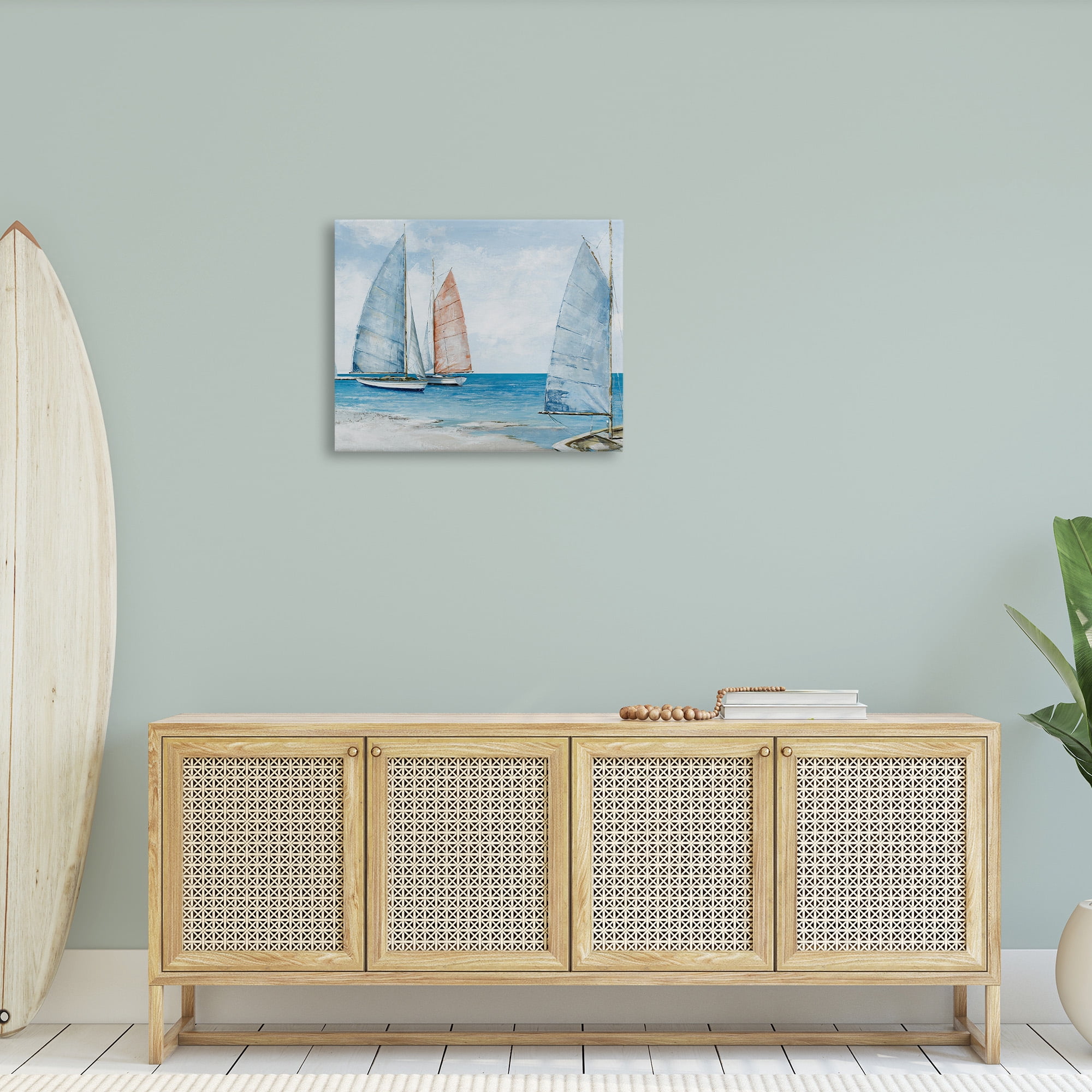 Stupell Industries Coastal Sailboat Fleet Transportation Painting Gallery Wrapped Canvas Art Print Wall Art, 30 x 24