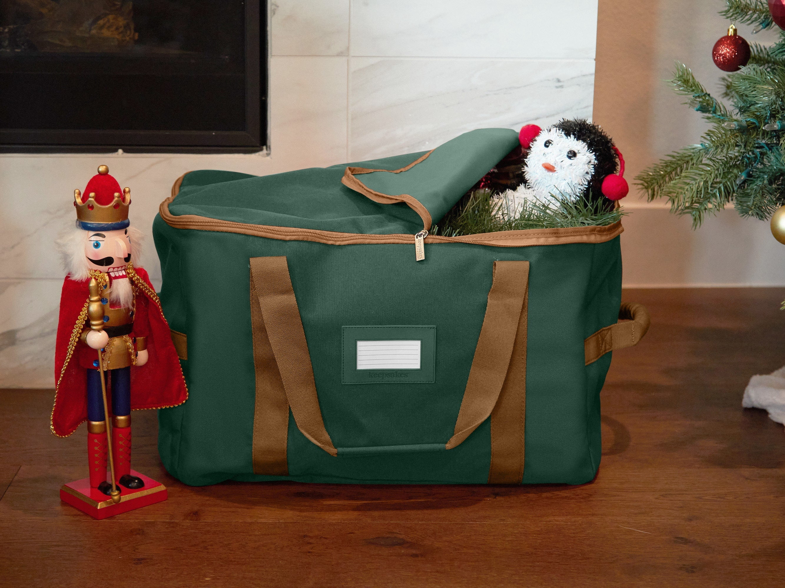 Covermates Keepsakes Treasurekeeper Storage Bag - Carrying Handles, ID Window - Holiday Storage, Green