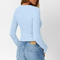thumbnail image 4 of Resicozy Long Sleeve Henley Shirts for Women Fall Spring Ribbed Tops Casual Blouses Basics Tees Cute Solid Sweaters Sky Blue S, 4 of 5