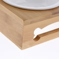 thumbnail image 4 of para Mascotas para Perros Elevados de Cerámica Y Acero Inoxidable con Soporte de Bambú para Perro, Gato, S01 Colco Cuenco de mascotas elevado para el stand de madera, 4 of 8