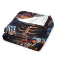 thumbnail image 3 of Manta supersuave de franela de microfibra con diseño de calabaza, esqueleto y calavera de mago para Halloween, ideal para sofá cama, sofá cama, mullida y cálida, de 101 x 127 cm., 3 of 8