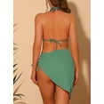 thumbnail image 3 of DARING DIVA Women's Halter Bikini Sets with Sarong Beach Skirt 3 Pieces M Gray Green, 3 of 6