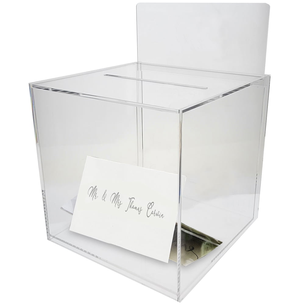 OnDisplay 10" Luxe Acrylic Clear Wedding Card Money Box w/Hinged Lid