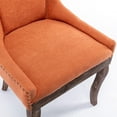 thumbnail image 6 of Set of 2 Dining Chairs, Fabric Vintage Upholstered Side Chairs with Soft Backrest and Wooden Legs, Comfoetable Thicken Padded Accent Chairs with Nailhead Trim, for Living Room Kitchen, Orange, 6 of 9